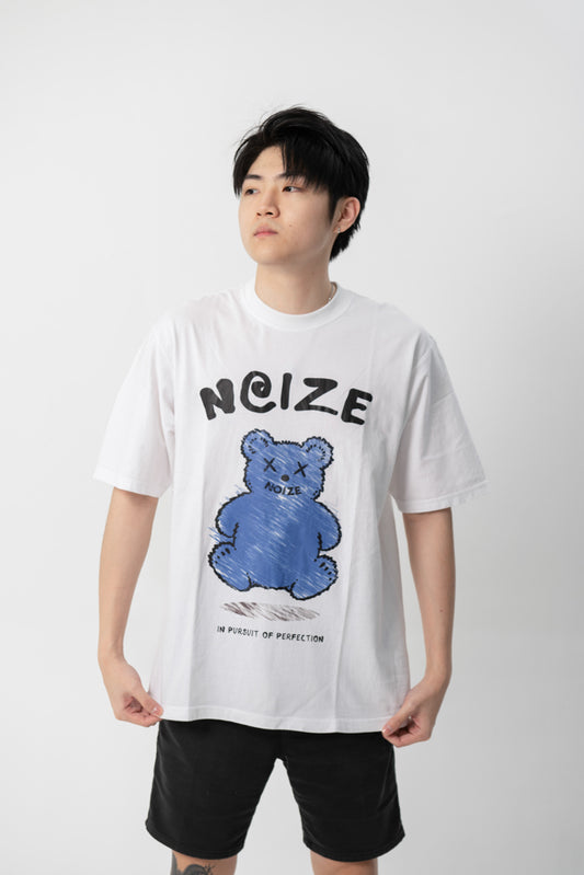NOIZE STUDIO Distressed Ted Blue  - Oversized Tshirt 16S  (white)