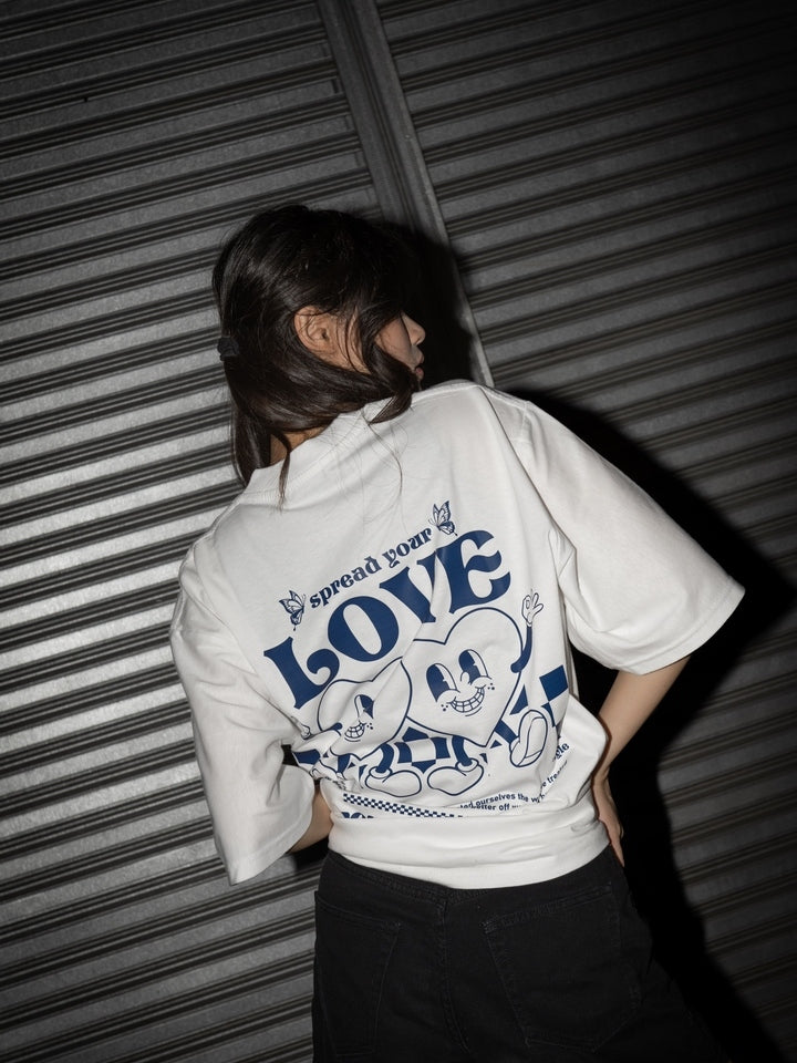 NOIZE STUDIO Spread The Love  - Oversized Tshirt 16S (WHITE)